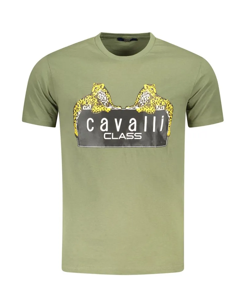 Roberto Cavalli Leopardenmuster Grafik T-Shirt Salbeigrün