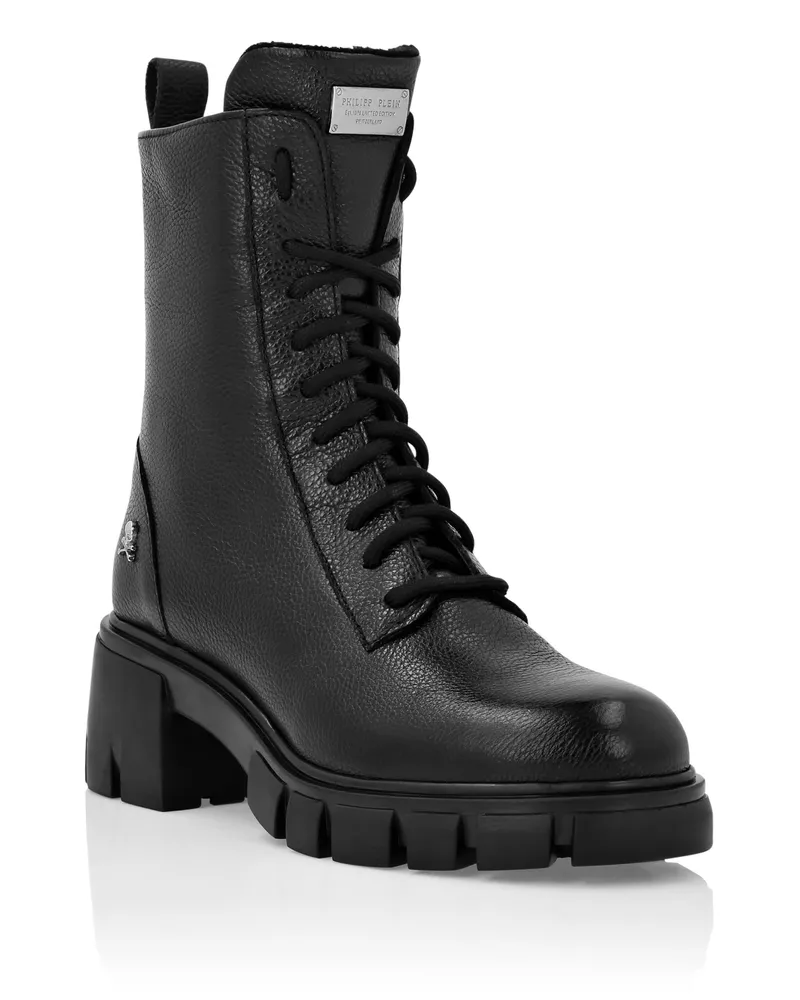 Philipp Plein Stiefel Niedrig Flach Schwarz