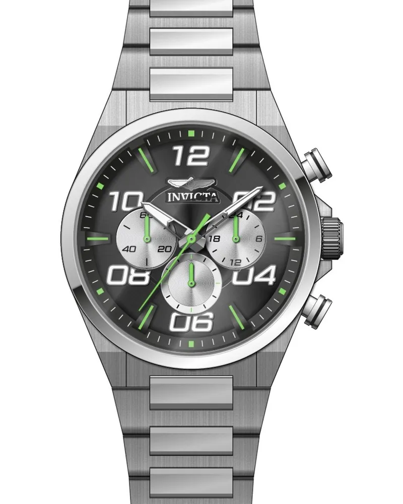 Invicta Speedway 50427 Herrenuhr - Quarzwerk - Edelstahl mit schwarzem Zifferblatt - 44 mm Silber
