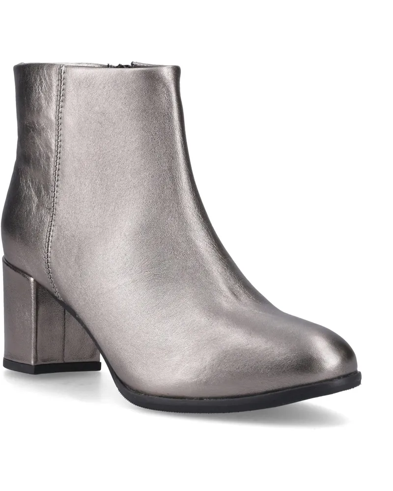 Hush Puppies Claridy Leder Damen Stiefeletten mit Absatz in Zinn Metallic