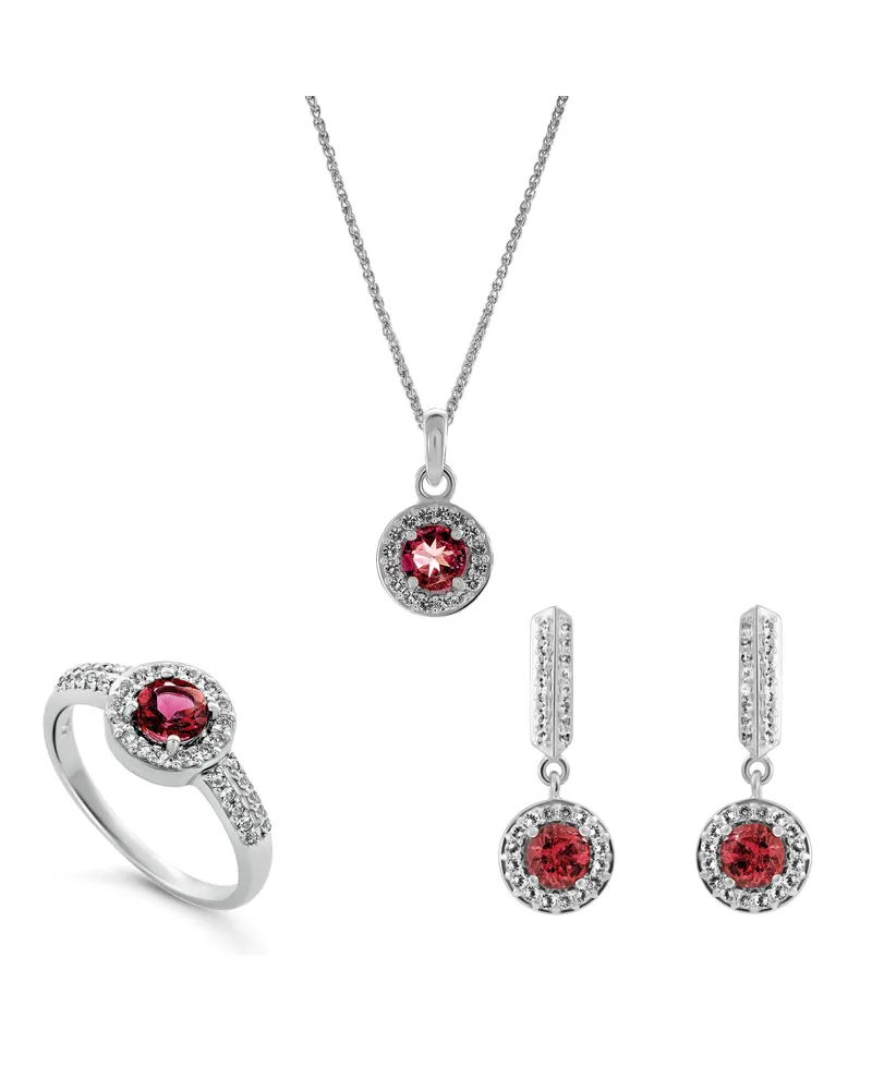 Orphelia Bristol' Damen 925 Sterling Silber Set: Halskette + Ohrringe + Ring - Silber SET-7579/P Silber