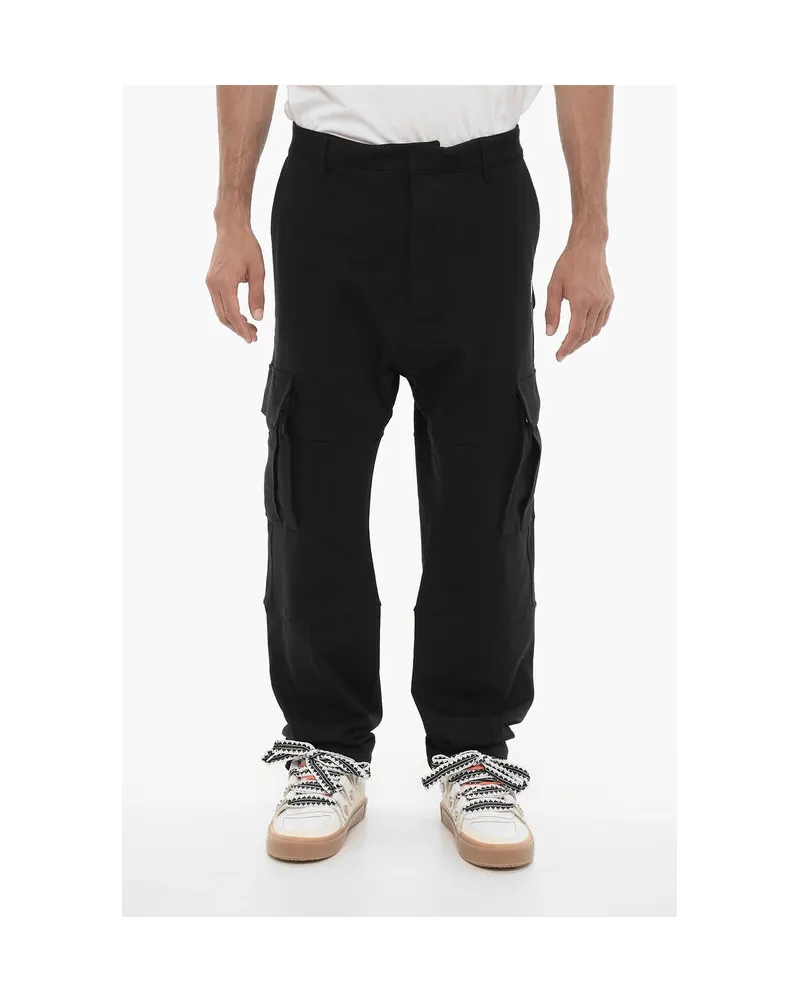 Marcelo Burlon | County of Milan Einfarbige Cargo-Jogginghose mit kontrastierender Stickerei in Schwarz Schwarz