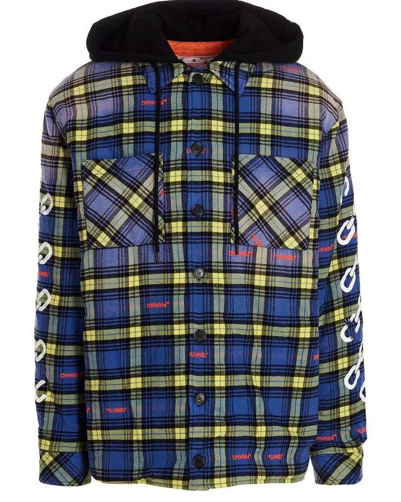 OFF-WHITE Arrow wattierte Flanell-Jacke in Staubblau Blau