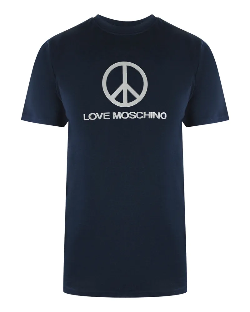 Moschino Love  Peace Logo Marineblaues T-shirt Marineblau