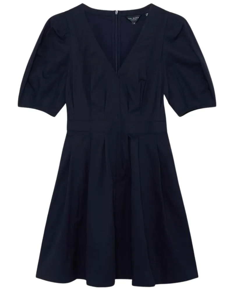 Ted Baker Uvita Minikleid Mit Puffärmeln Und V-ausschnitt In Marineblau Anthrazit