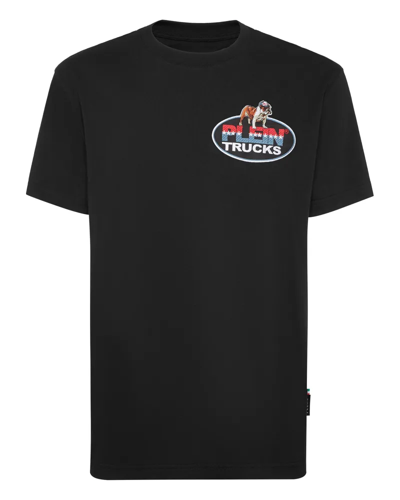 Philipp Plein Round Neck T-Shirt Plein Trucks Bulldog Schwarz