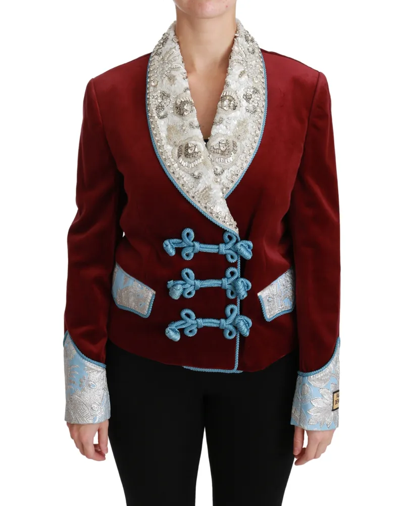 Dolce & Gabbana Veste blazer en velours rouge et cristal baroque pour femme Mehrfarbig