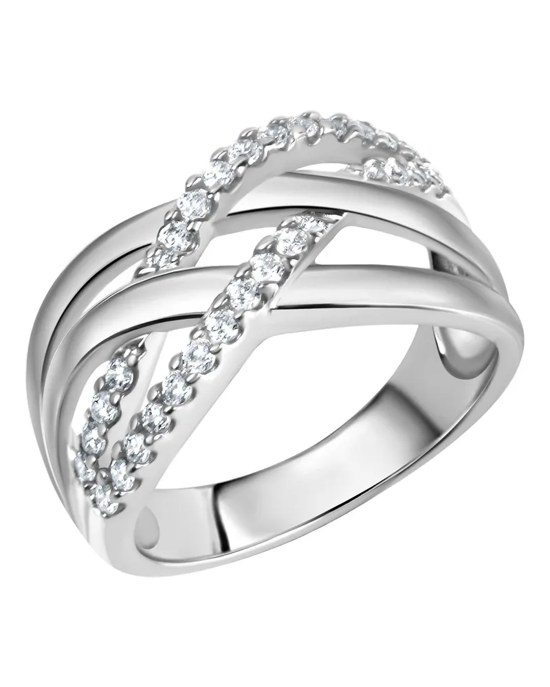 ZEEme Ring Silber 925, rhodiniert, mit weißem Zirkonia - Silber Silber