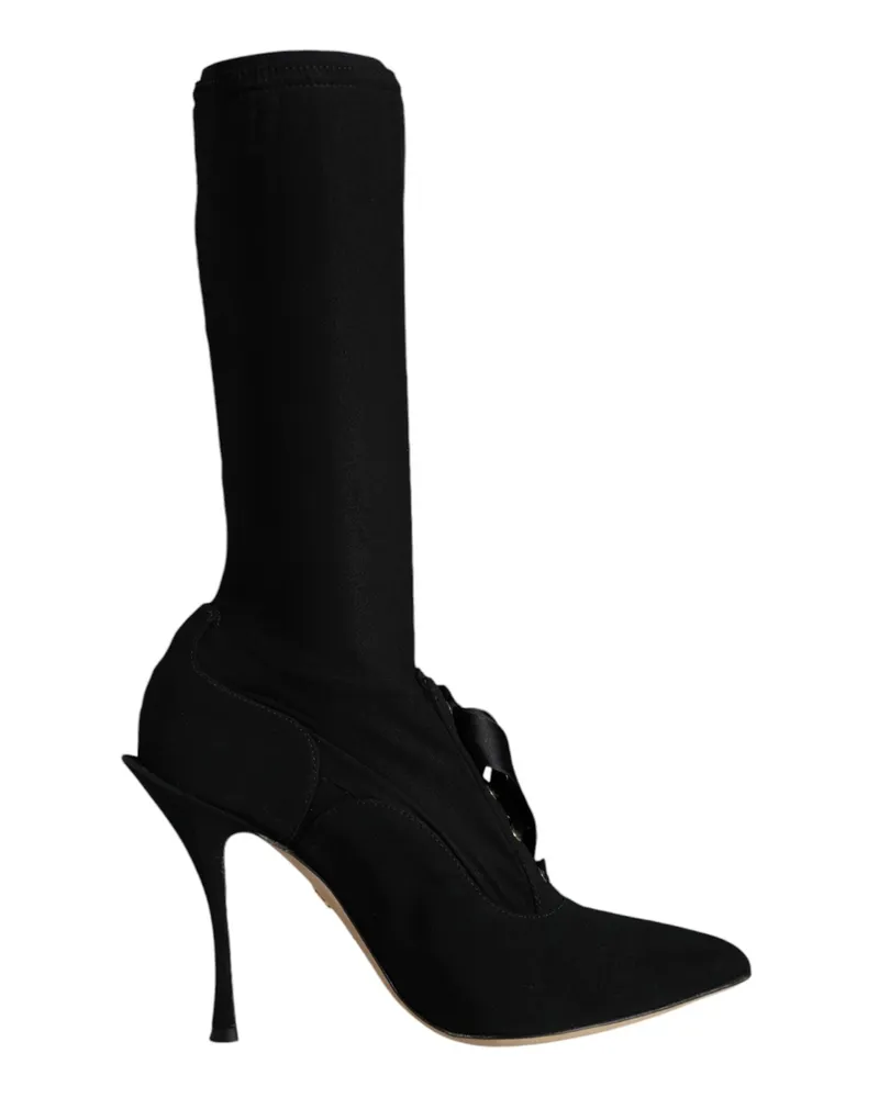 Dolce & Gabbana Schwarze Stiletto-Absatz Stiefel Halbhochschuhe Schwarz