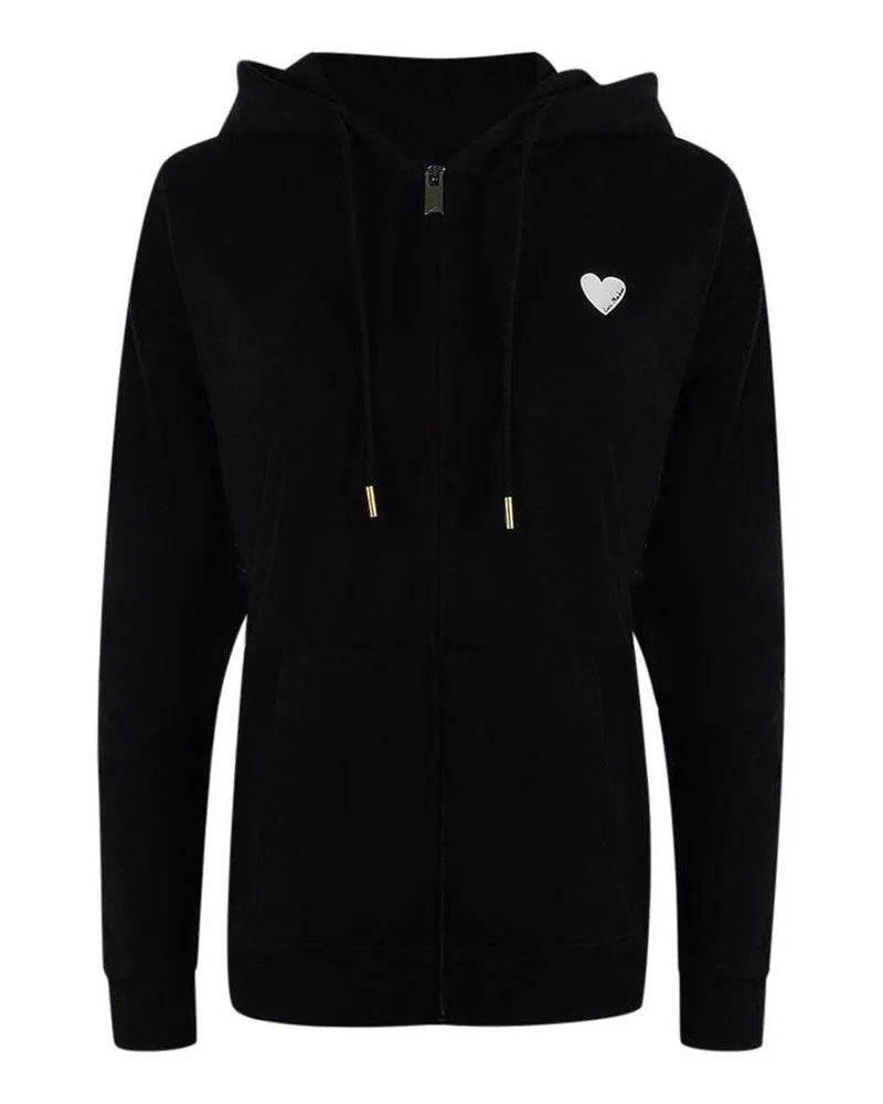 Moschino Hoodie mit durchgehendem Reißverschluss für Damen, Baumwolle, Langärmlig (Schwarz Schwarz