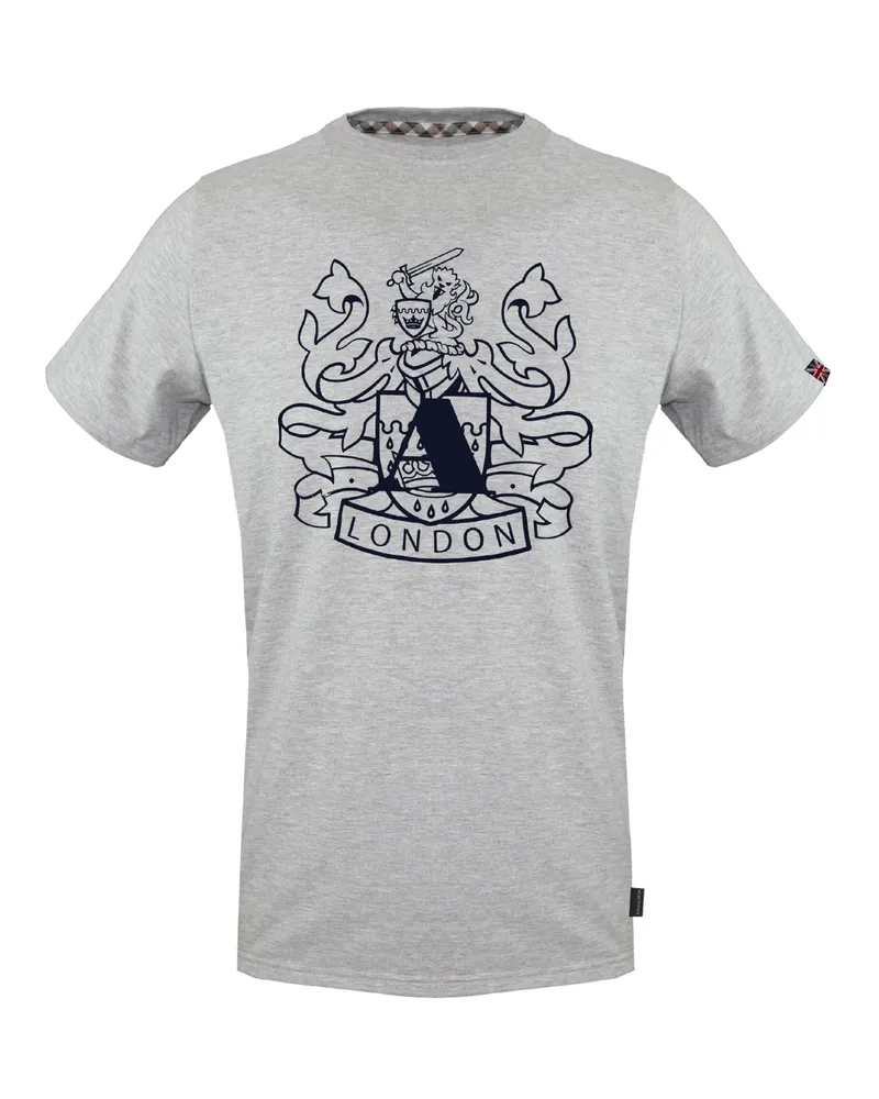 Aquascutum Large Shield Aldis Logo Graues T-Shirt Grau