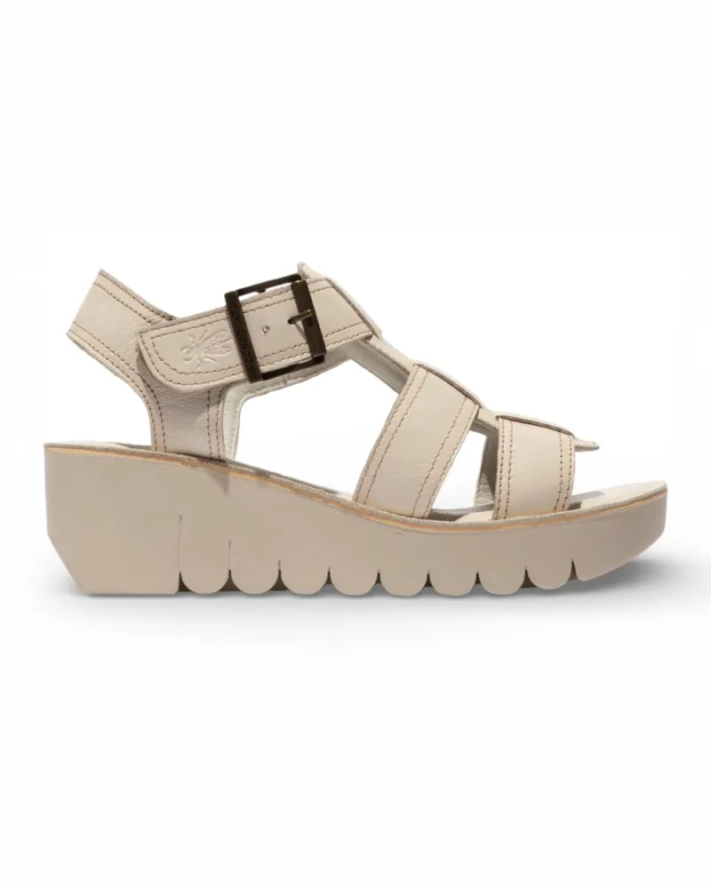 Fly London YUDD236FLY Keilsandalen aus Leder - Wollweiß Wollweiß