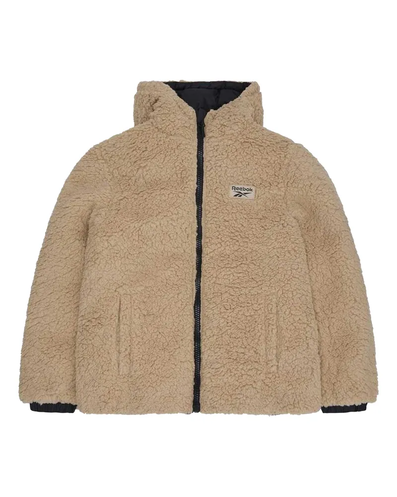 Reebok Steppjacke für Damen, wendbar, Teddy (Schwarz Schwarz