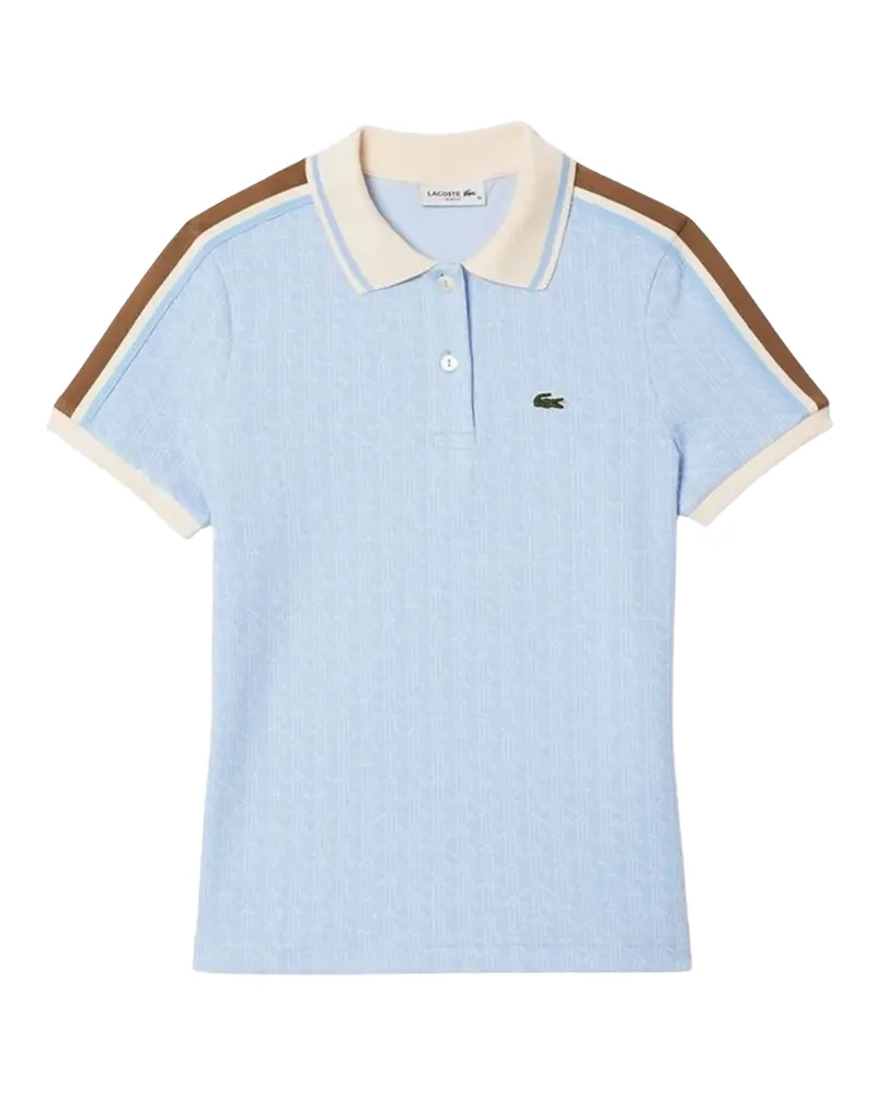 Lacoste Poloshirt für Damen, Jacquard, Schmal, kurzärmlig (Blau Blau