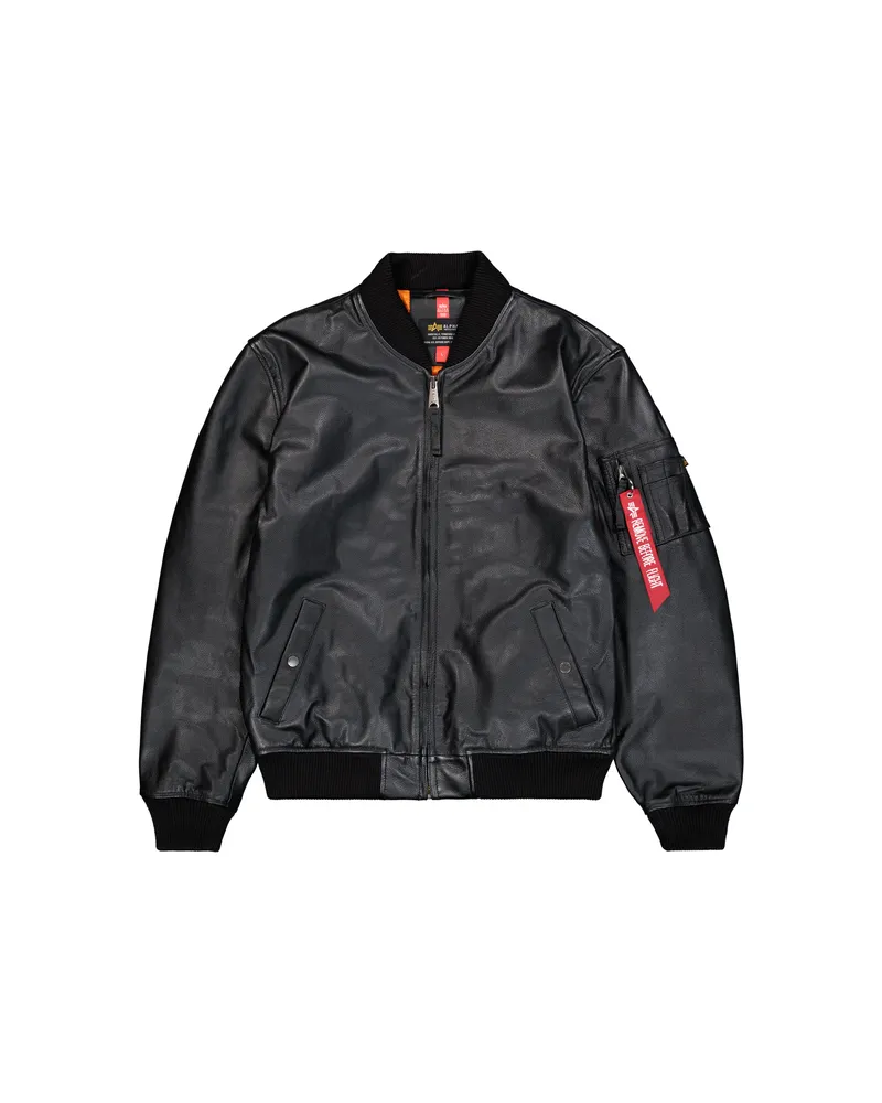 Alpha Industries MA-1 Leather LF Bomber Jacket Schwarz