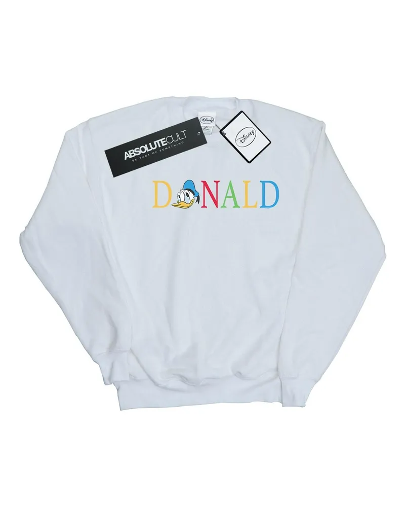 Disney Donald Duck Letters" Sweatshirt für Herren (Weiß Weiß