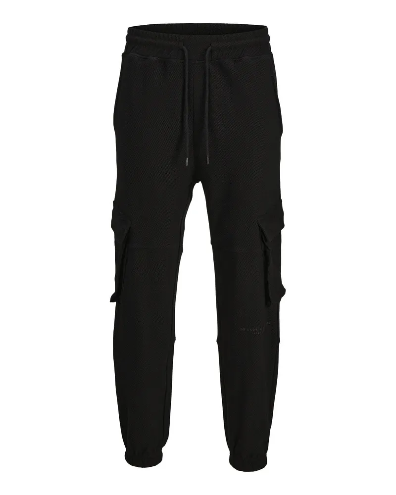 Jack & Jones Herren-Sweatpants der Marke . Die Kane Classic Twill Pant ist aus hochwertiger Baumwolle gefertigt.  Marke: Jack & JonesModellname: Kane Classic Twill Sweat Cargo PantKategorie: Herren-SporthosenMaterialien: BaumwolleFarbe: schwarz Schwarz