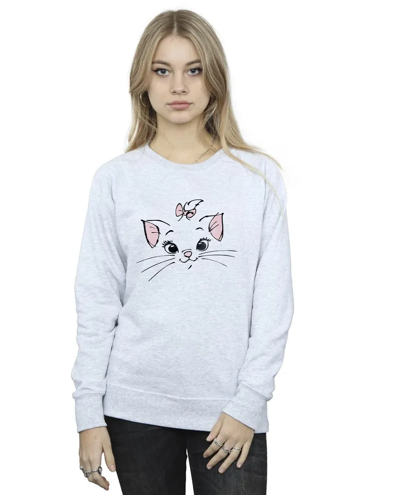 Disney Classics Marie Face Pocket" Sweatshirt für Damen (Grau Hellgrau