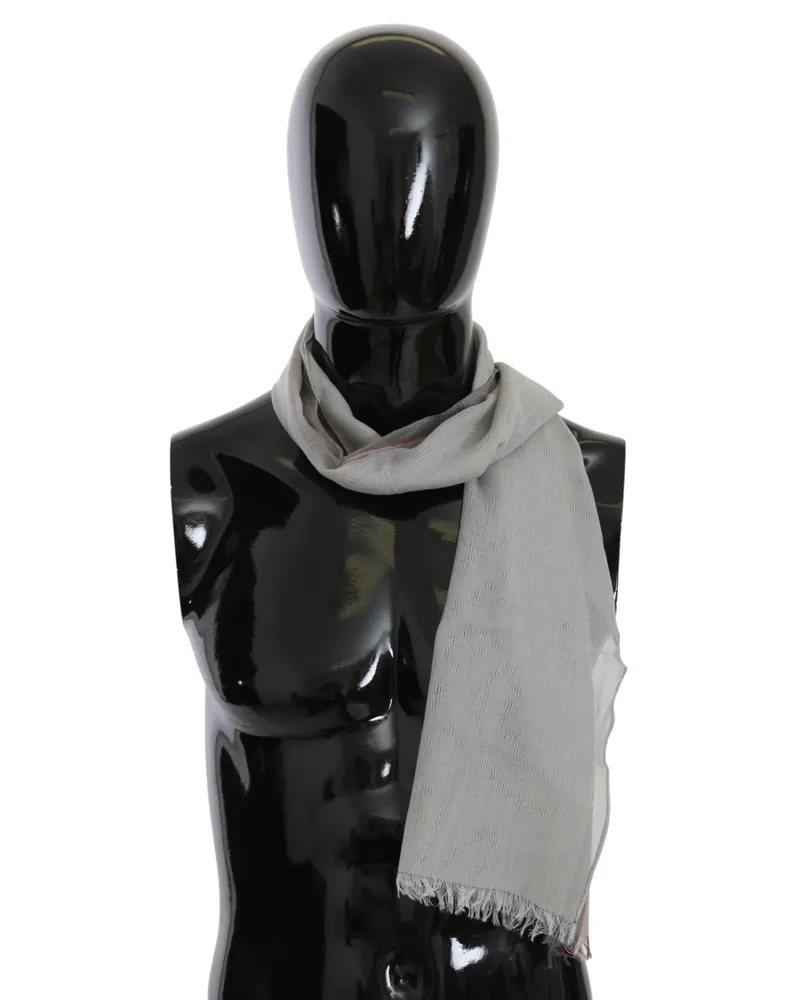 CoSTUME NATIONAL Men's Gray Fringe Neck Wrap Cotton Scarf (Echarpe en coton à franges pour hommes Mehrfarbig