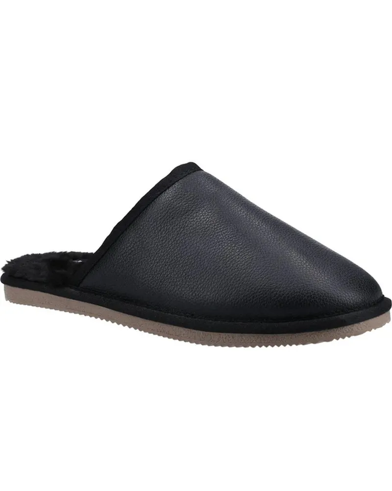 Hush Puppies Herren Coady Leder Hausschuhe (Schwarz Schwarz