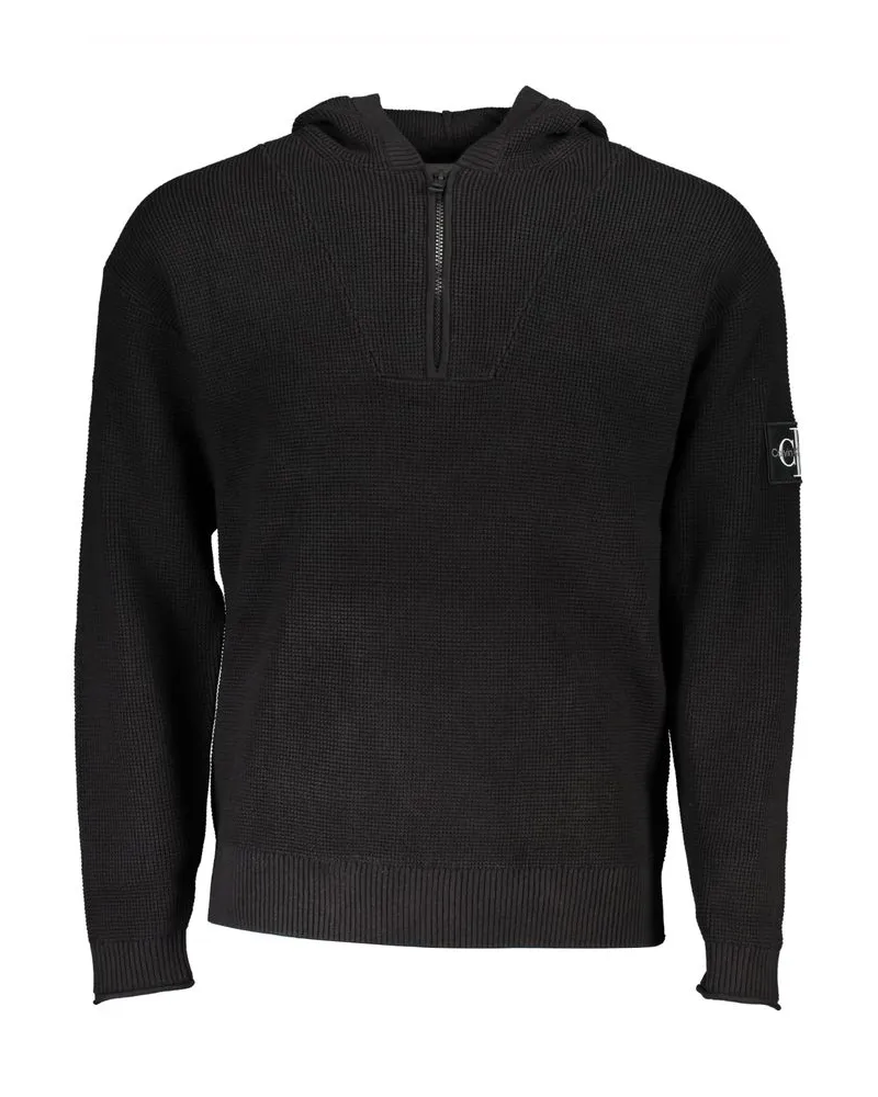 Calvin Klein Kapuzenpullover aus Feinstrick mit Halbzip - Schwarz Schwarz