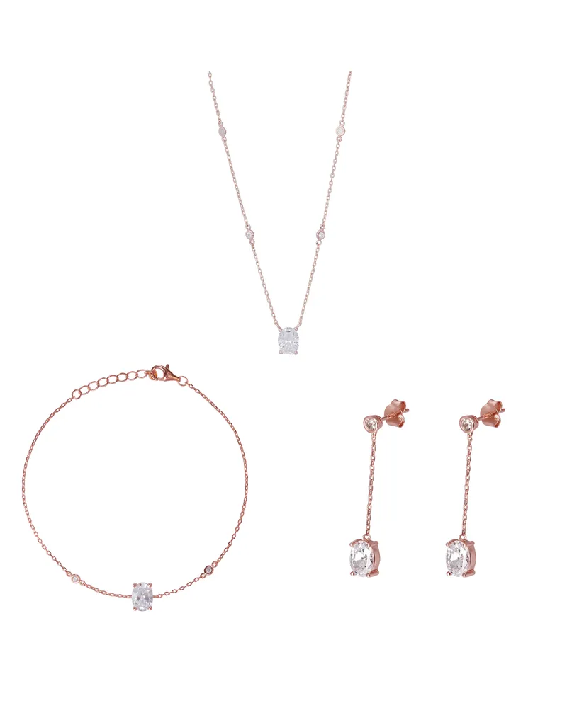 Orphelia Elodie' Damen-Set aus 925er Sterlingsilber: Kette + Armband + Ohrringe – Rosé SET-7419 Rosé