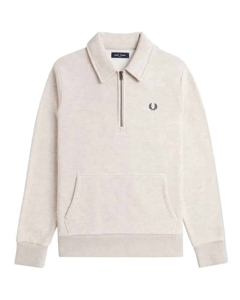 Fred Perry Pullover Mit Halbem Reißverschluss, Farbe Porridge Marl Hellgrau