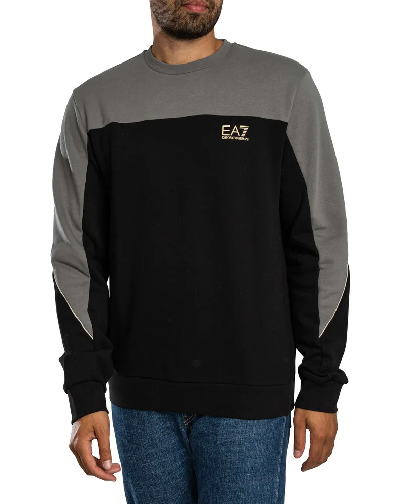 EA7 Zweifarbiges Sweatshirt, Schwarz Schwarz