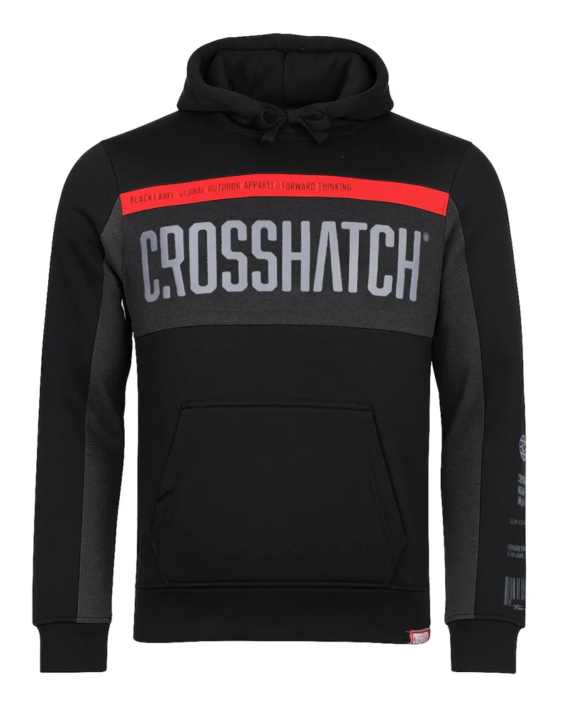 CrossHatch Panel Herren Schwarz Hoodie Schwarz
