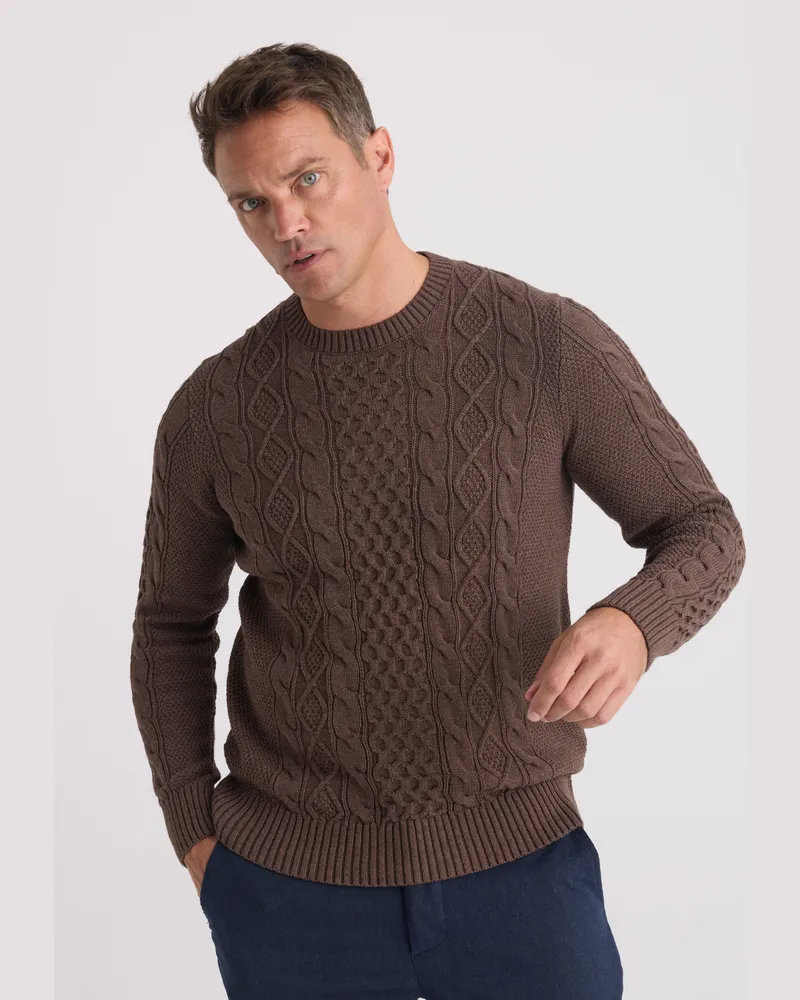 Felix Hardy Pullover Rundhalspullover Braun