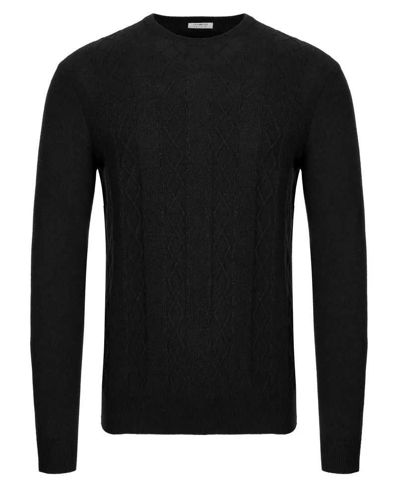 Malo Optimum Kaschmir Pullover schwarz Schwarz