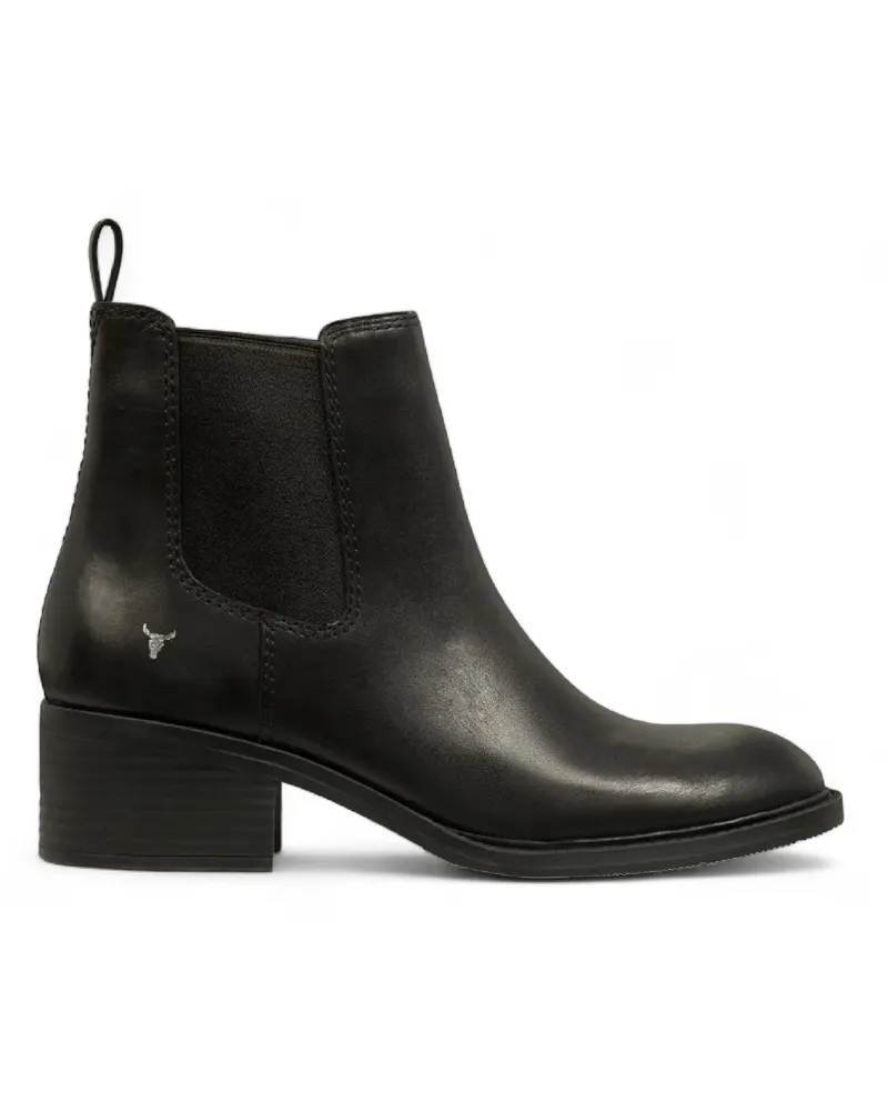 WINDSOR SMITH Schwarze klassische Chelsea-Boots aus Leder – Ersetzen Schwarz