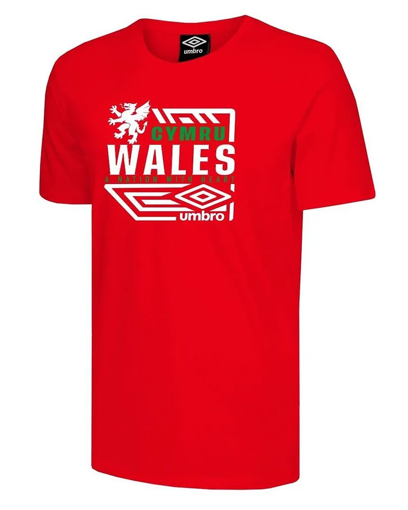 Umbro Wales Diamond Dragon Herren Red T-Shirt Rot