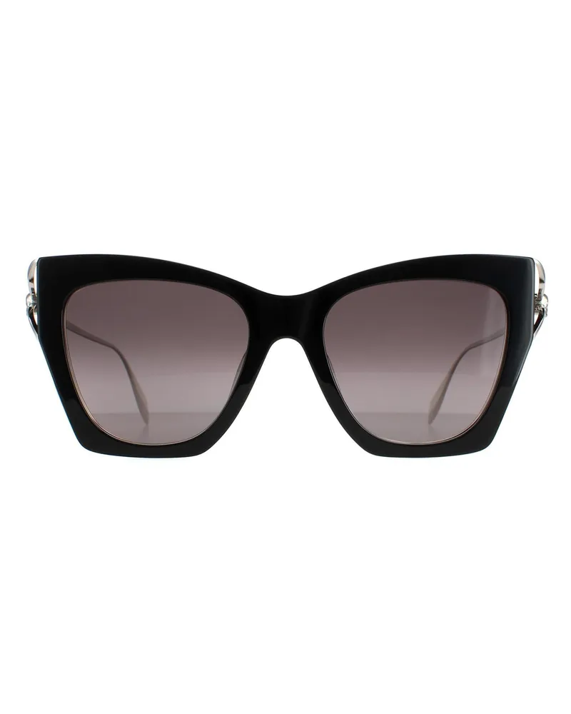 Alexander McQueen Cat Eye Womens Schwarz Silber Grau Gradient AM0375S Schwarz