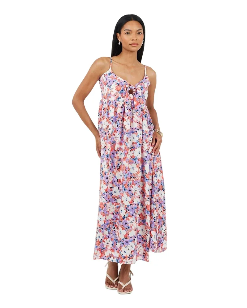 Brave Soul Maxikleid für Damen, Spaghetti-Träger (Koralle/Violett Korallenrot
