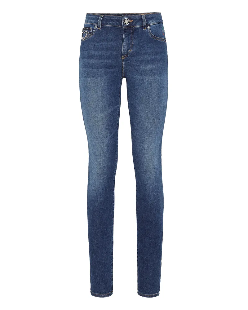 Philipp Plein Jeggings Heart Blau
