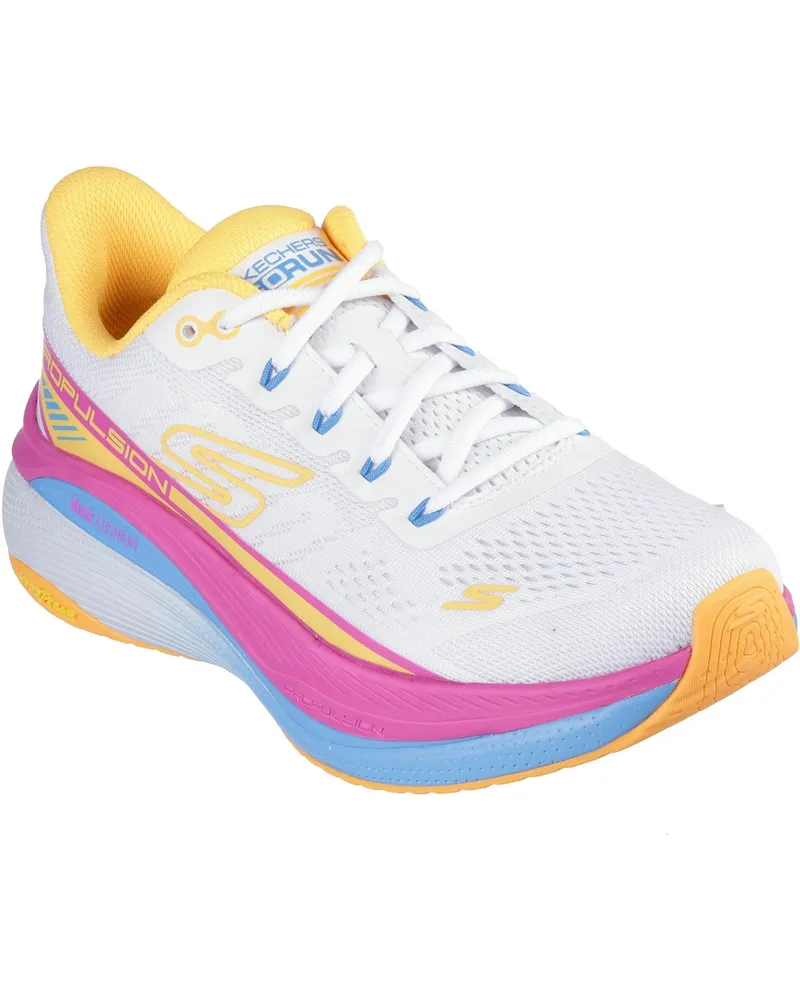 Skechers Performance Max Cushioning Propulsion Textile Damen Sneaker In Weiß/Orange Weiß