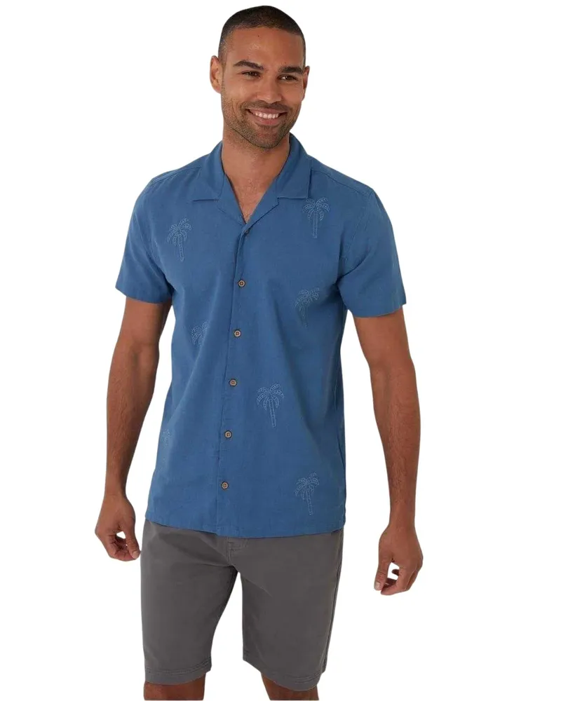 Threadbare Hemd für Herren, kurzärmlig (Denim Blau