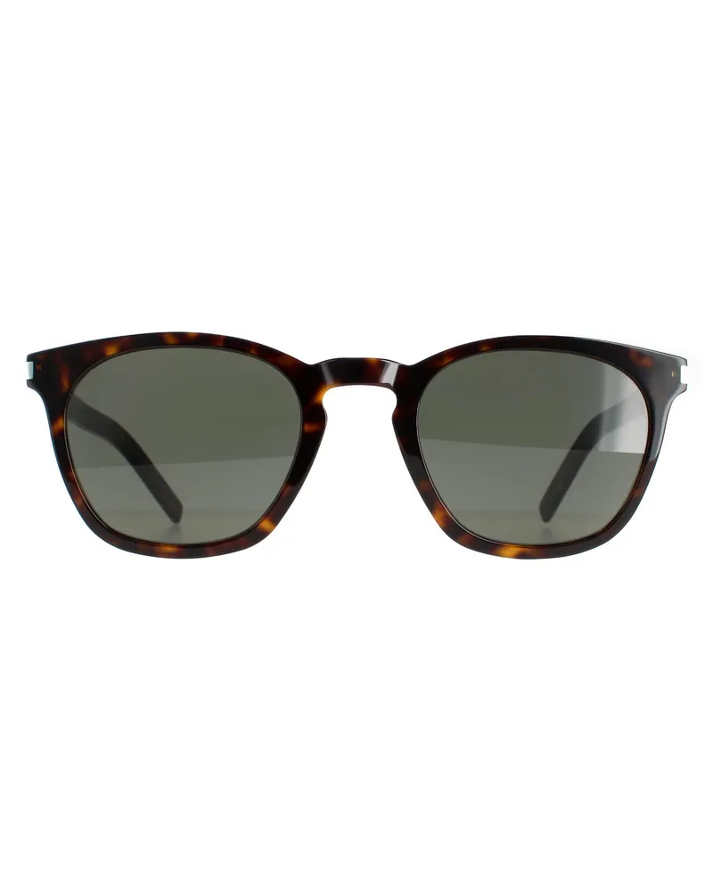 Saint Laurent Quadratische Unisex-Sonnenbrille dunkel Havanna Grau SL 28 SLIM Braun
