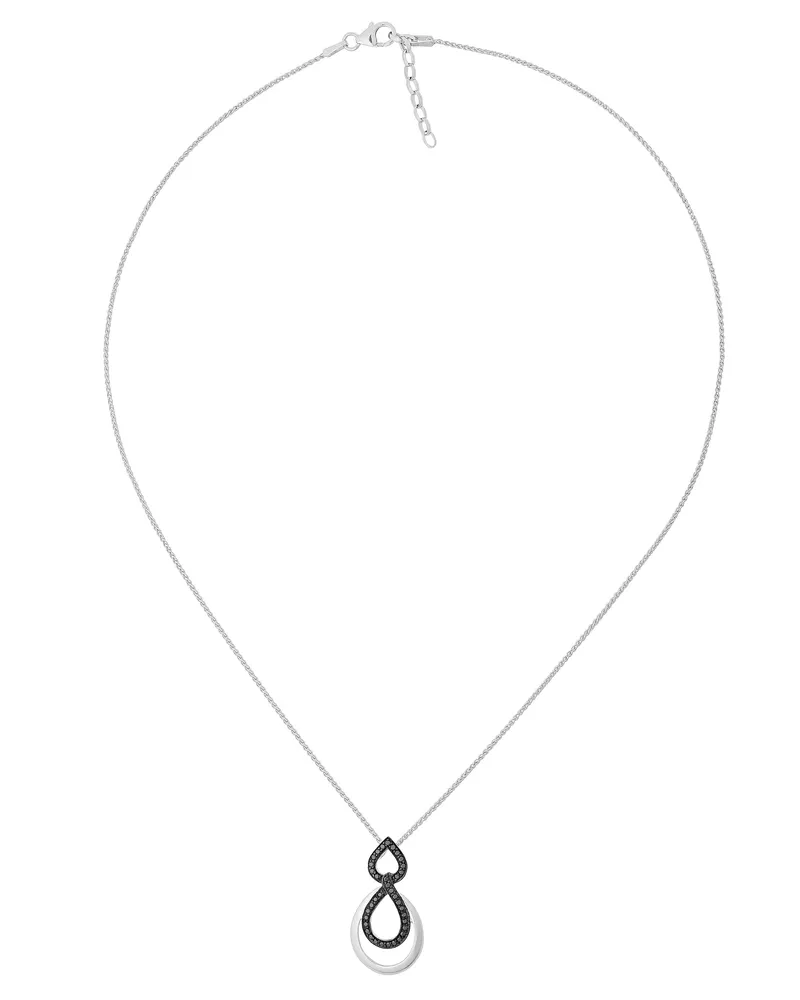 Orphelia Amber' Damen 925 Sterling Silber Kette mit Anhänger - Silber/Schwarz ZH-7092/2 Schwarz