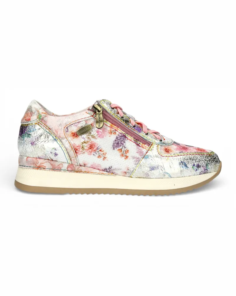 Laura Vita Damen-Sneaker Gycmo 58 aus rosafarbenem Leder mit Blumenmuster Rosa