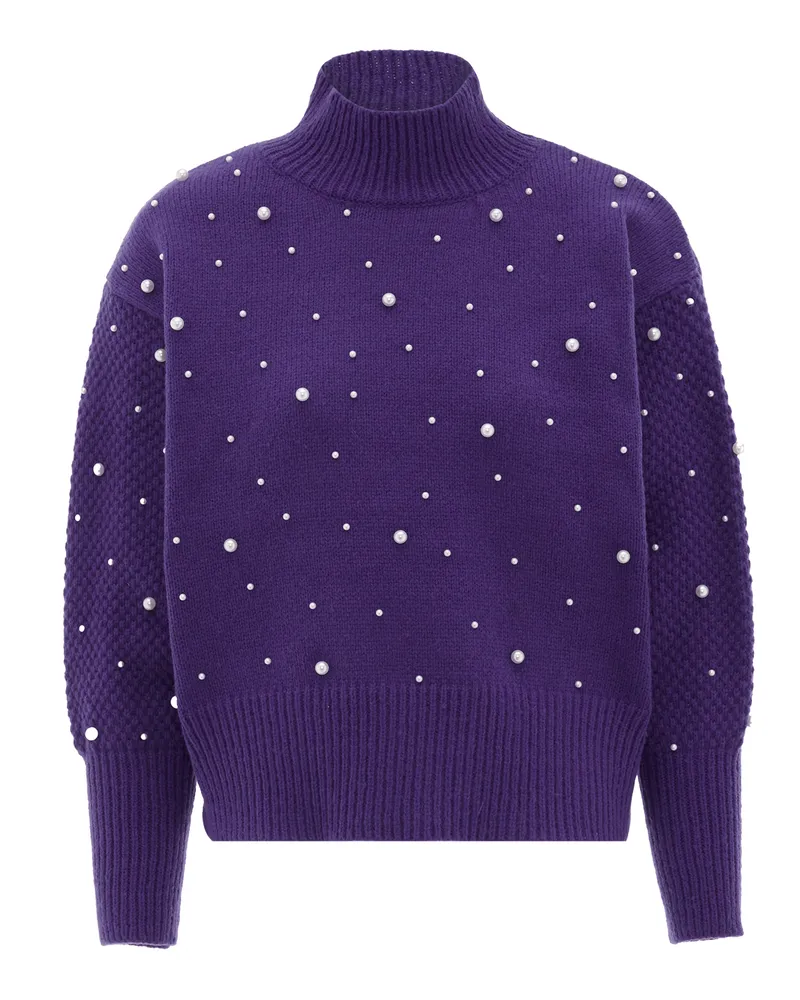 FAINA Pullover mit Perlen Damen lila Lila