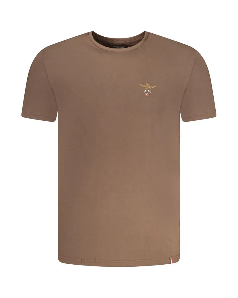 Aeronautica Militare Marrone Baumwolle Herren T-Shirt Braun