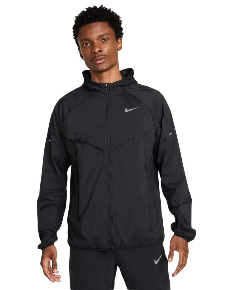 Nike Stride" Kapuzenjacke für Herren, Leicht (Schwarz/Silber Schwarz