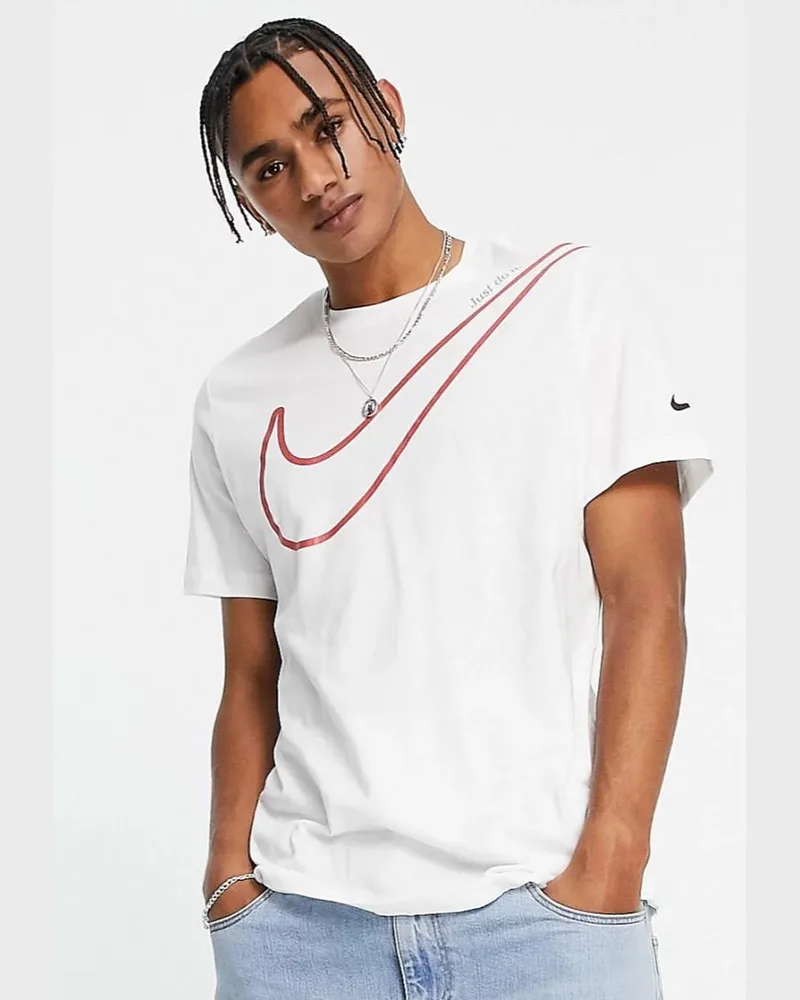 Nike Herren Sportswear T Shirt Big Logo in Weiß Weiß