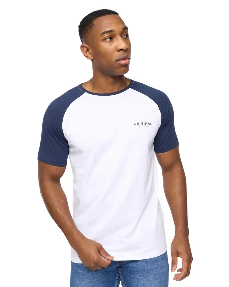 CrossHatch Meza" T-Shirt für Herren (Weiß/Marineblau Weiß