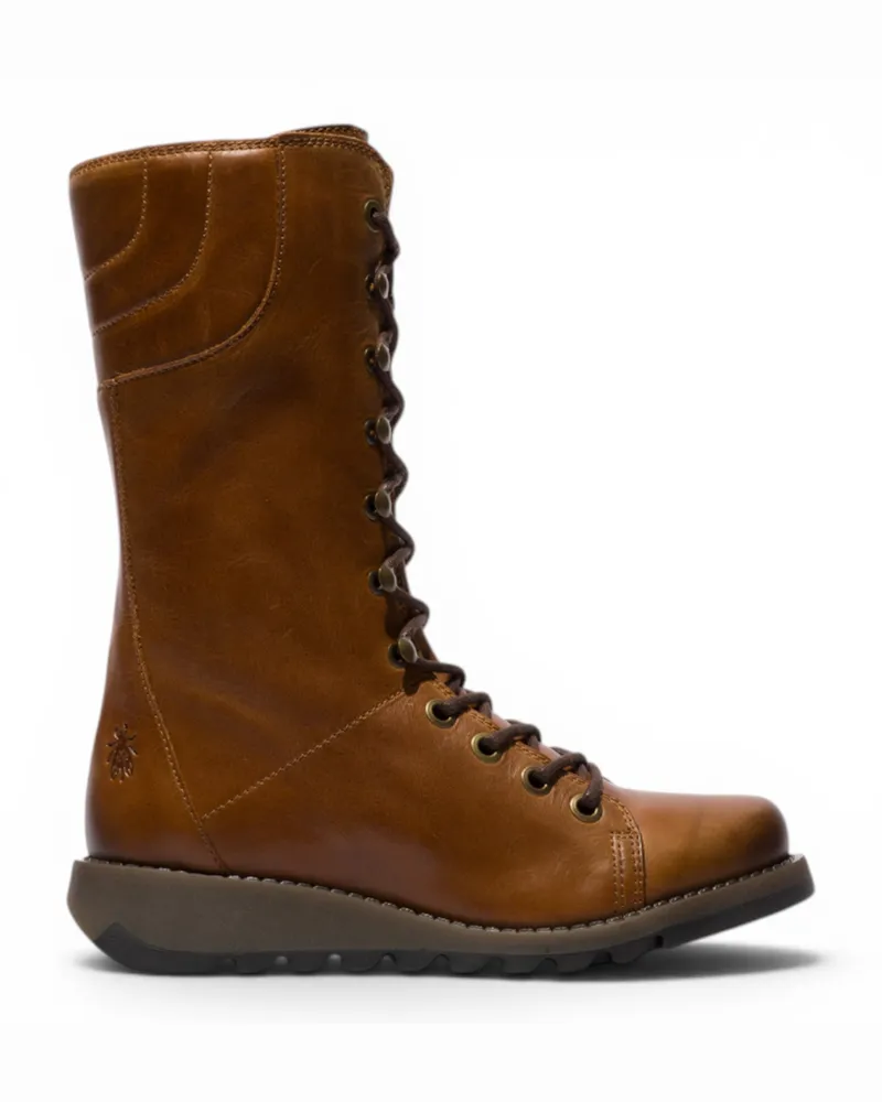 Fly London Damen-Schnürstiefel aus Leder im Combat-Knöcheldesign, Modell STER768 - Dunkelbraun Dunkelbraun