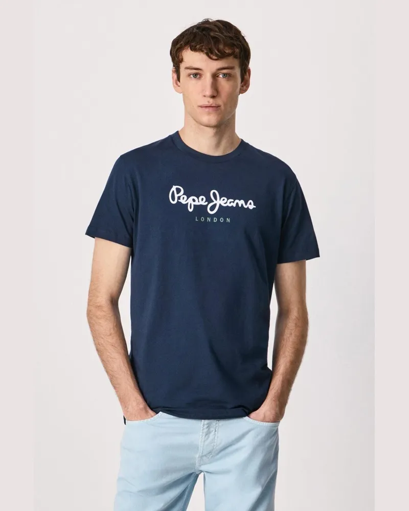 Pepe Jeans Eggo Logo T-Shirt Navy Marineblau