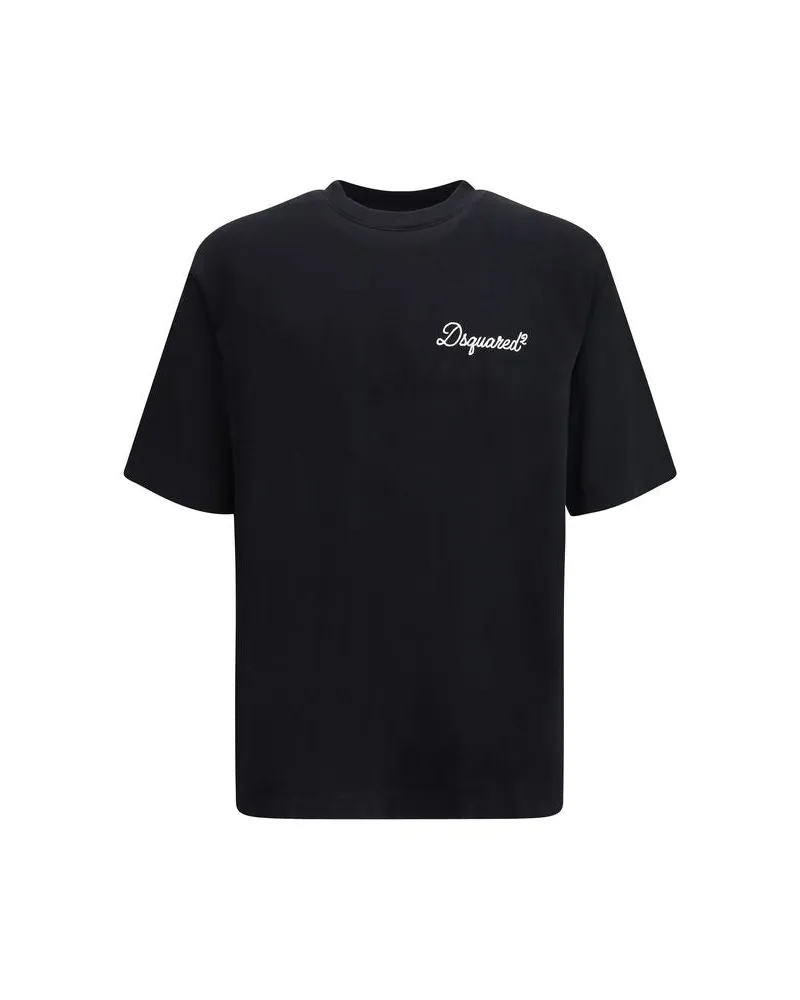 Dsquared2 Schwarzes Baumwoll-T-Shirt - Schwarz Schwarz