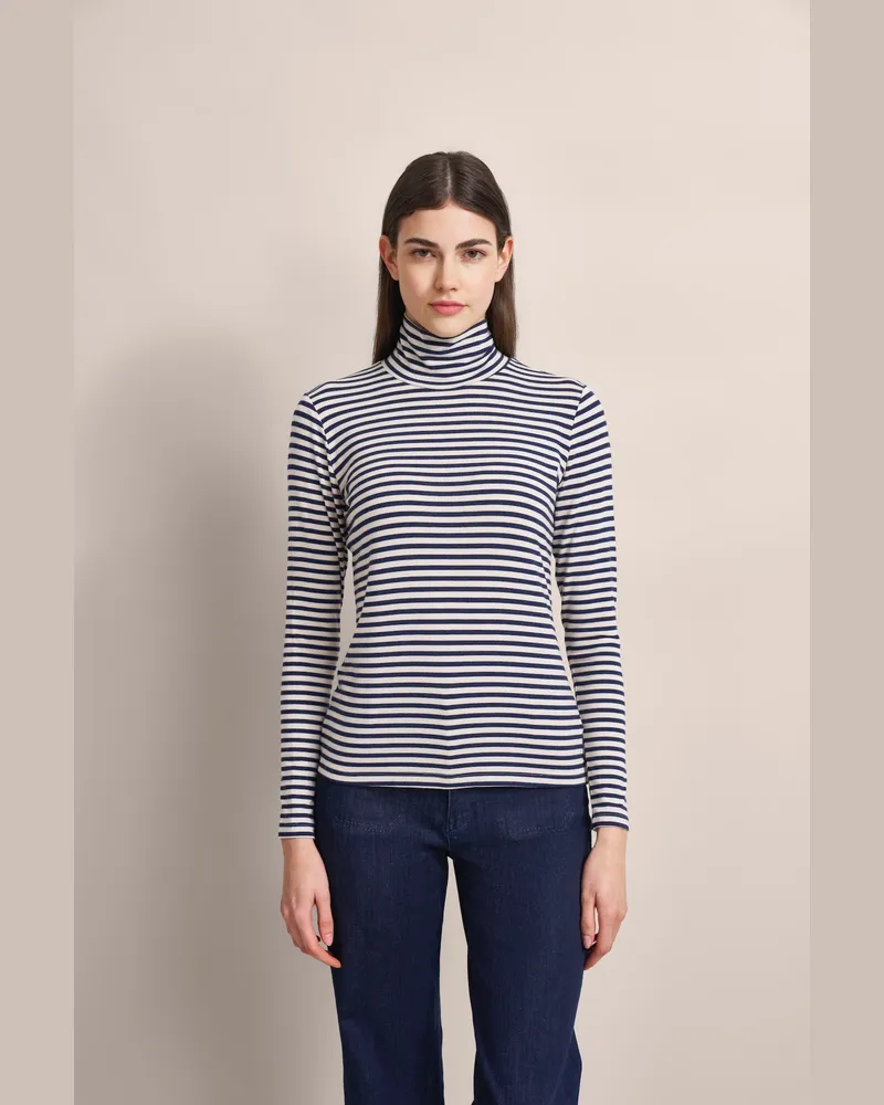 Bugatti Damen Langarmshirt mit Ringeln Marineblau